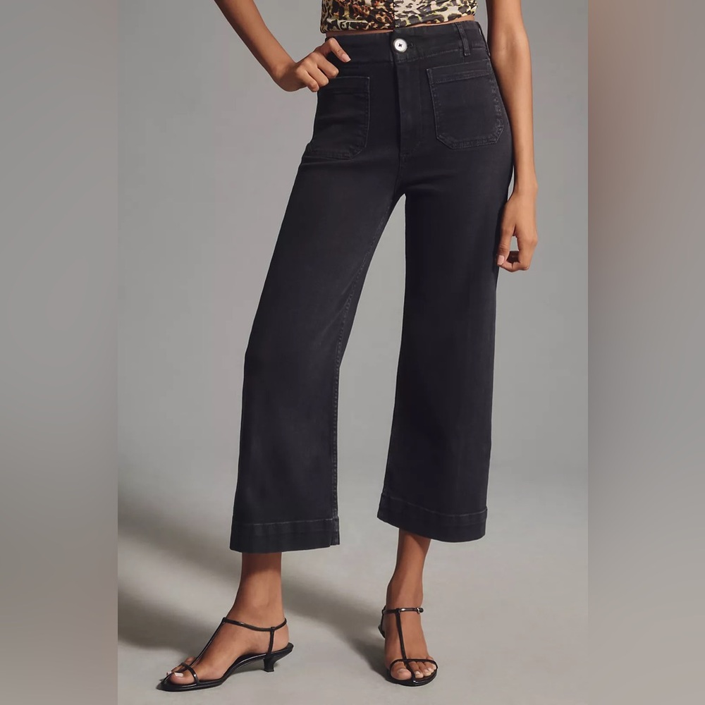 The Colette Denim High-Rise Cropped Wide-Leg Jeans